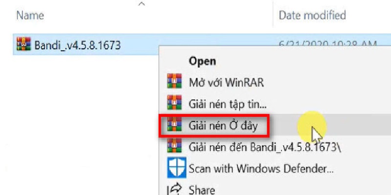 mở file giải nén trên máy tính