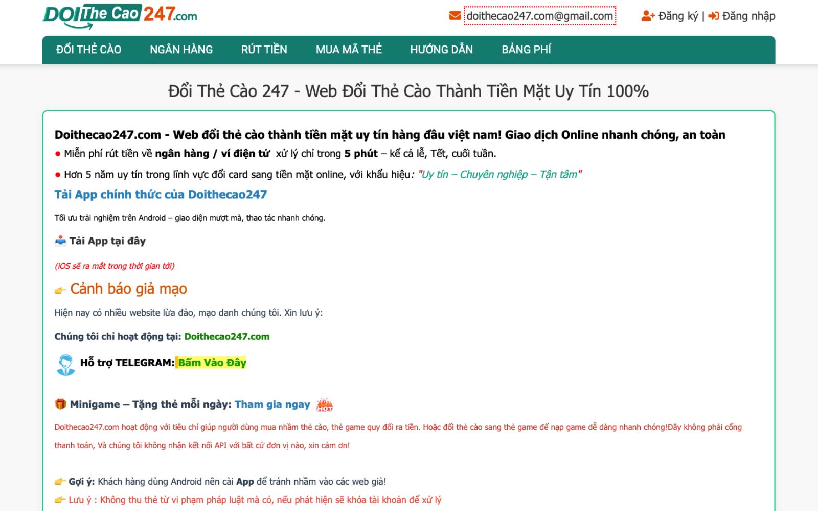 Đổi Thẻ Cào 247 -Web đổi thẻ cào sang tiền mặt uy tín